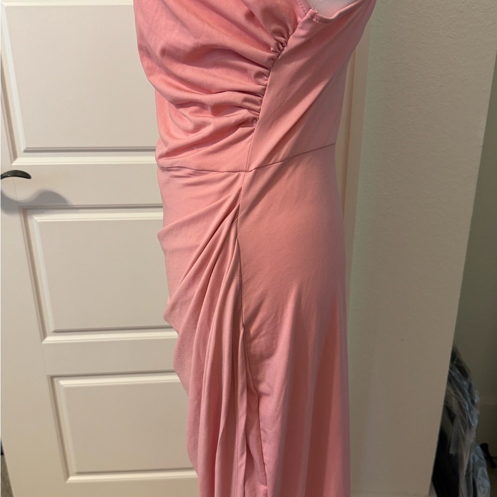 SHEIN Pink Asymmetrical Ruched Gown - Picture 2 of 7